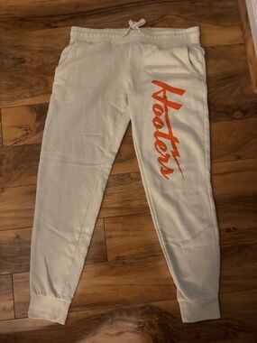 Hooters White Jogger Pants with Orange Script